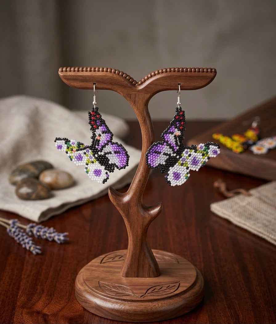 Light blue Dancing Butterfly Beaded Earrings