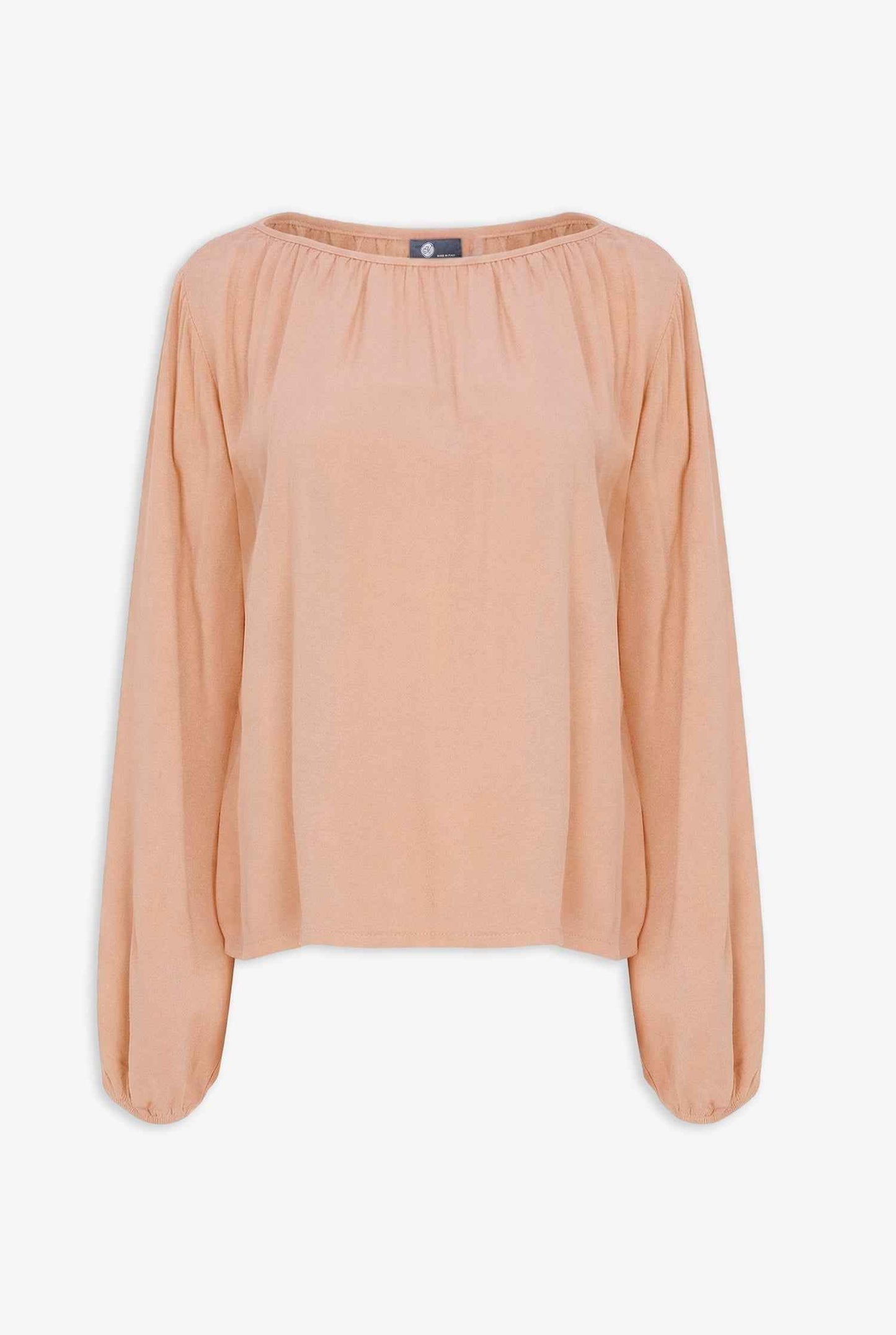 Women's Woven Boat-Neck Top, with Long Sleeves & Gathers At The Collar