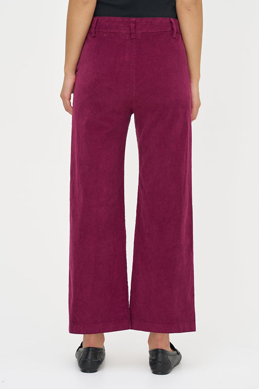 Women's Corduroy Zip-Up Bootcut Pants with Side Pockets