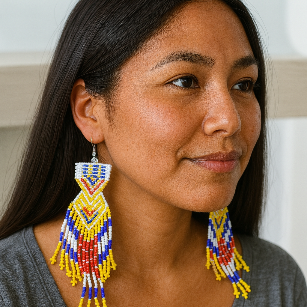 Yellow Purple Sunset Path Beaded Earrings