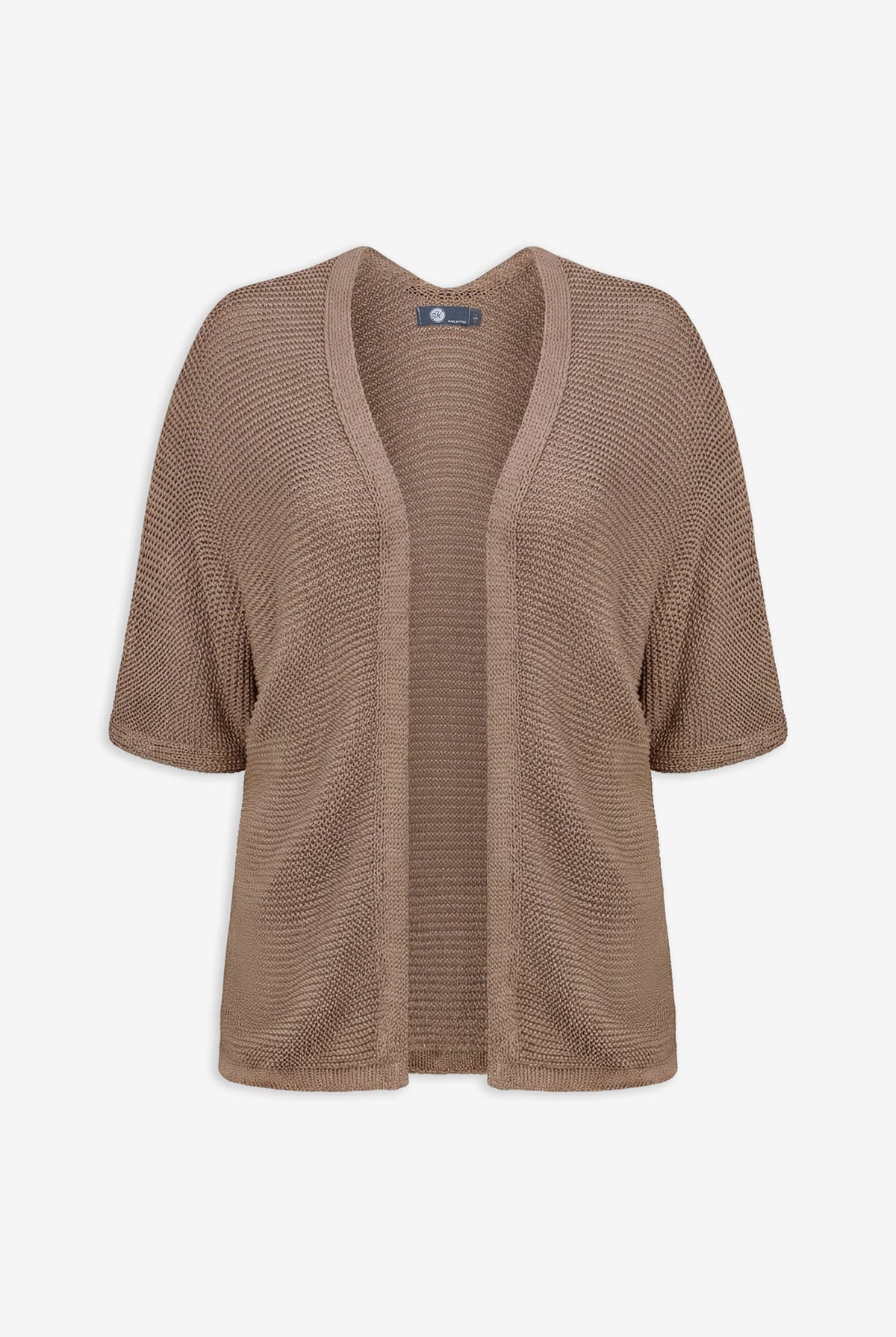 Women's Knit Open Cardigan with Elbow-Length Sleeves