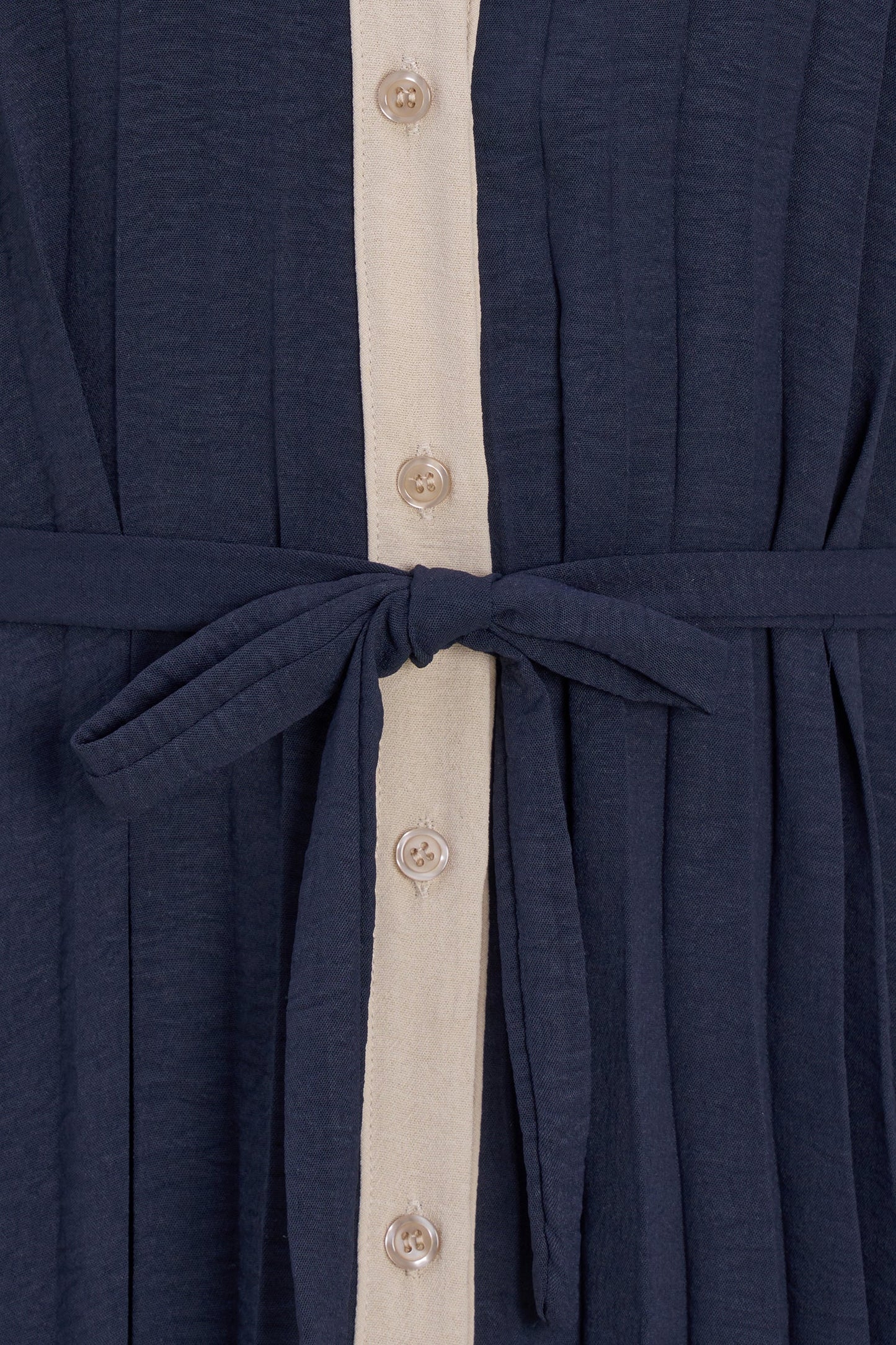 Women's Woven Color-Blocked Pleated Button-Down Dress, with Long Raglan Sleeves & a Removable Belt
