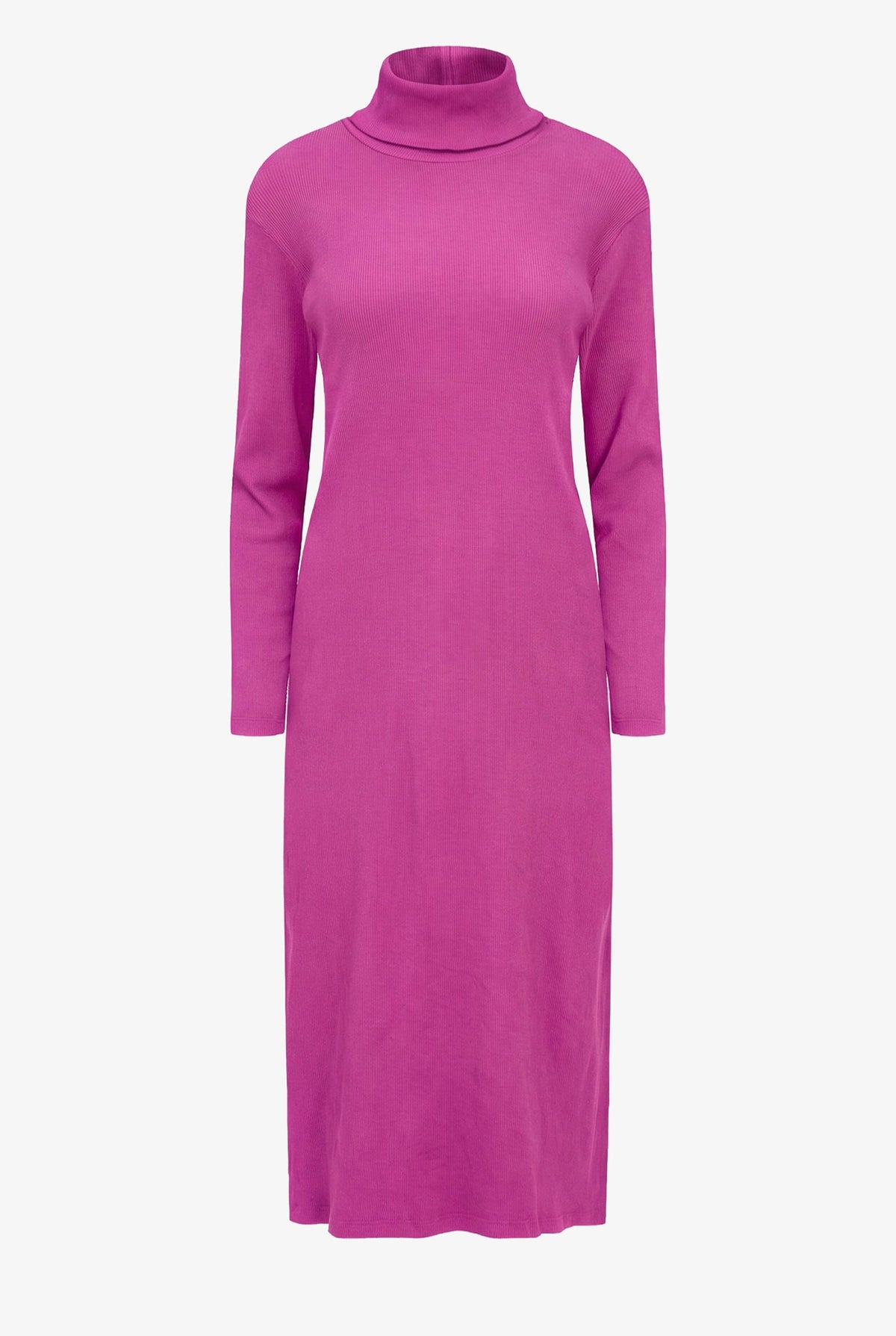 Women's Rib-Knit Turtleneck Dress, Long Sleeves & Back Slit