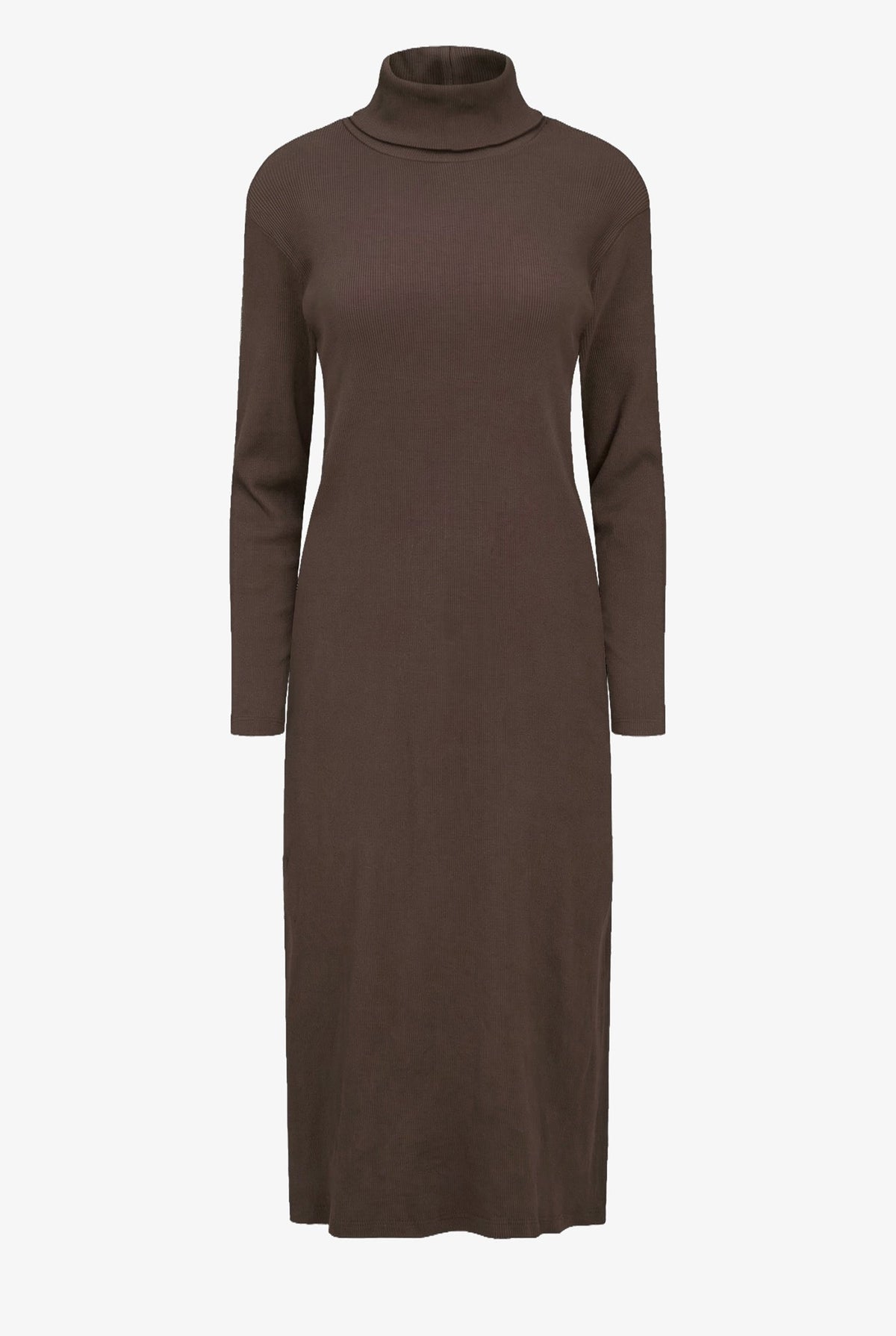 Women's Rib-Knit Turtleneck Dress, Long Sleeves & Back Slit