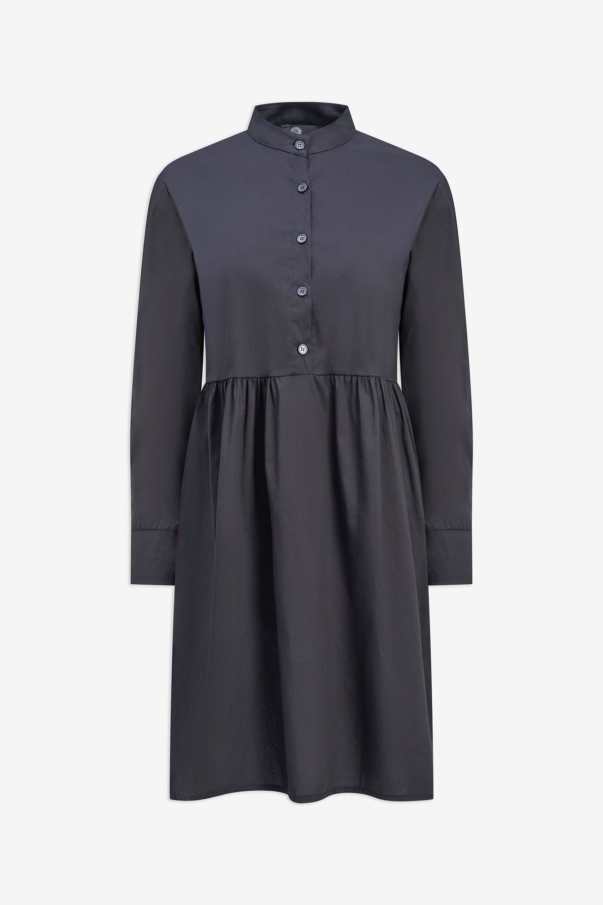 Women's Woven Long Sleeve Dress with a Partial Button-Down Front