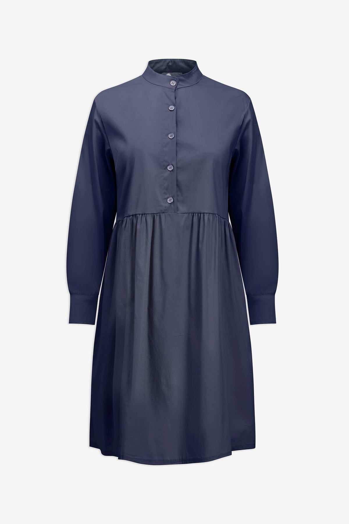 Women's Woven Long Sleeve Dress with a Partial Button-Down Front