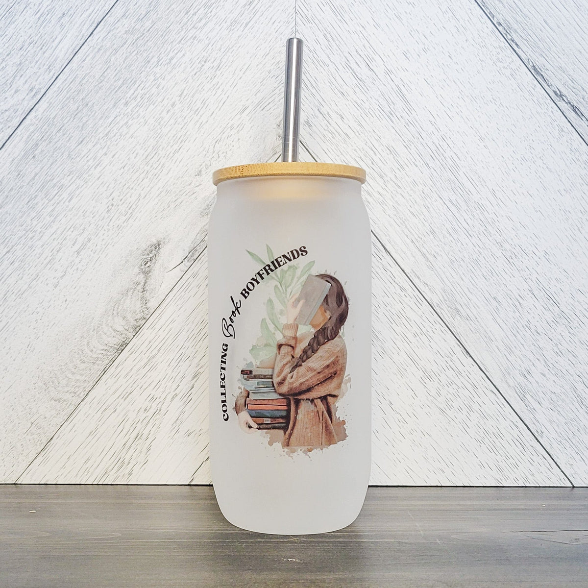 Collecting Book Boyfriends Glass Can with Bamboo Lid