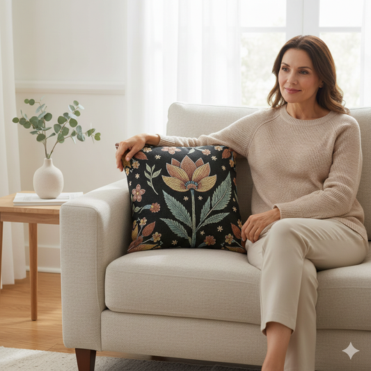 Vintage Floral Tapestry Woven Pillow | Botanical Throw Pillow - AURABAGS SHOP