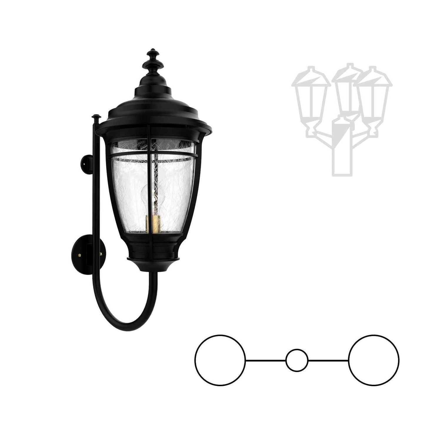 Portland - Montage à deux têtes avec canne vers le haut pour poteau format moyen - 20296