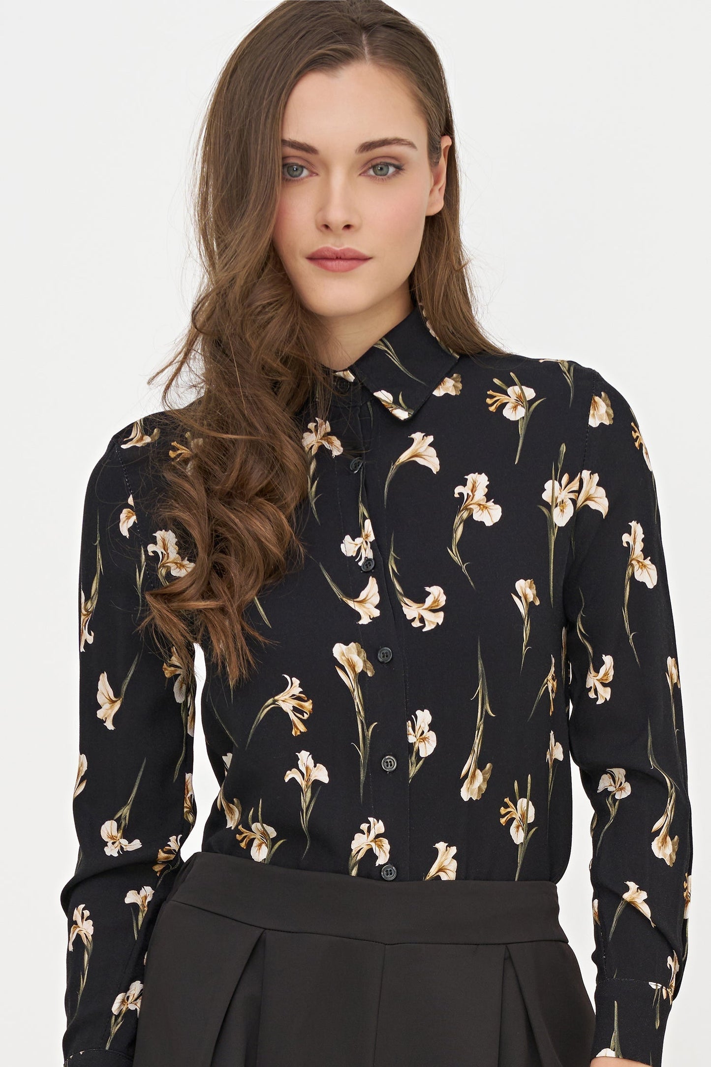 Women's Woven Printed Button-Down Shirt, with Long Sleeves