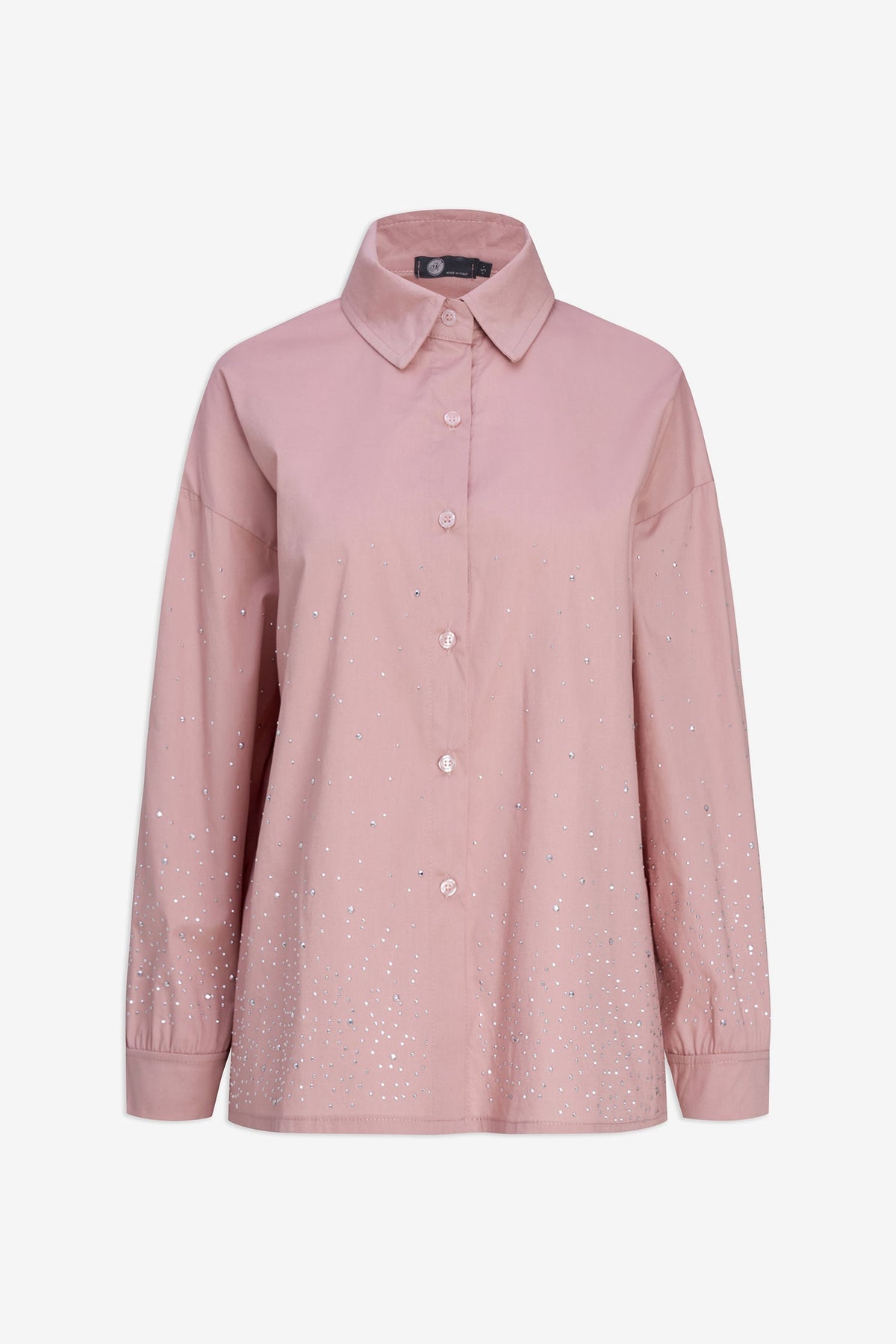 Women's Woven Button-Down Shirt with Long Sleeves & Decorative Studs