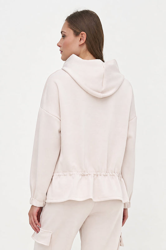 Women's Knit Hooded Sweatshirt, Long Sleeves & Adjustable Waist