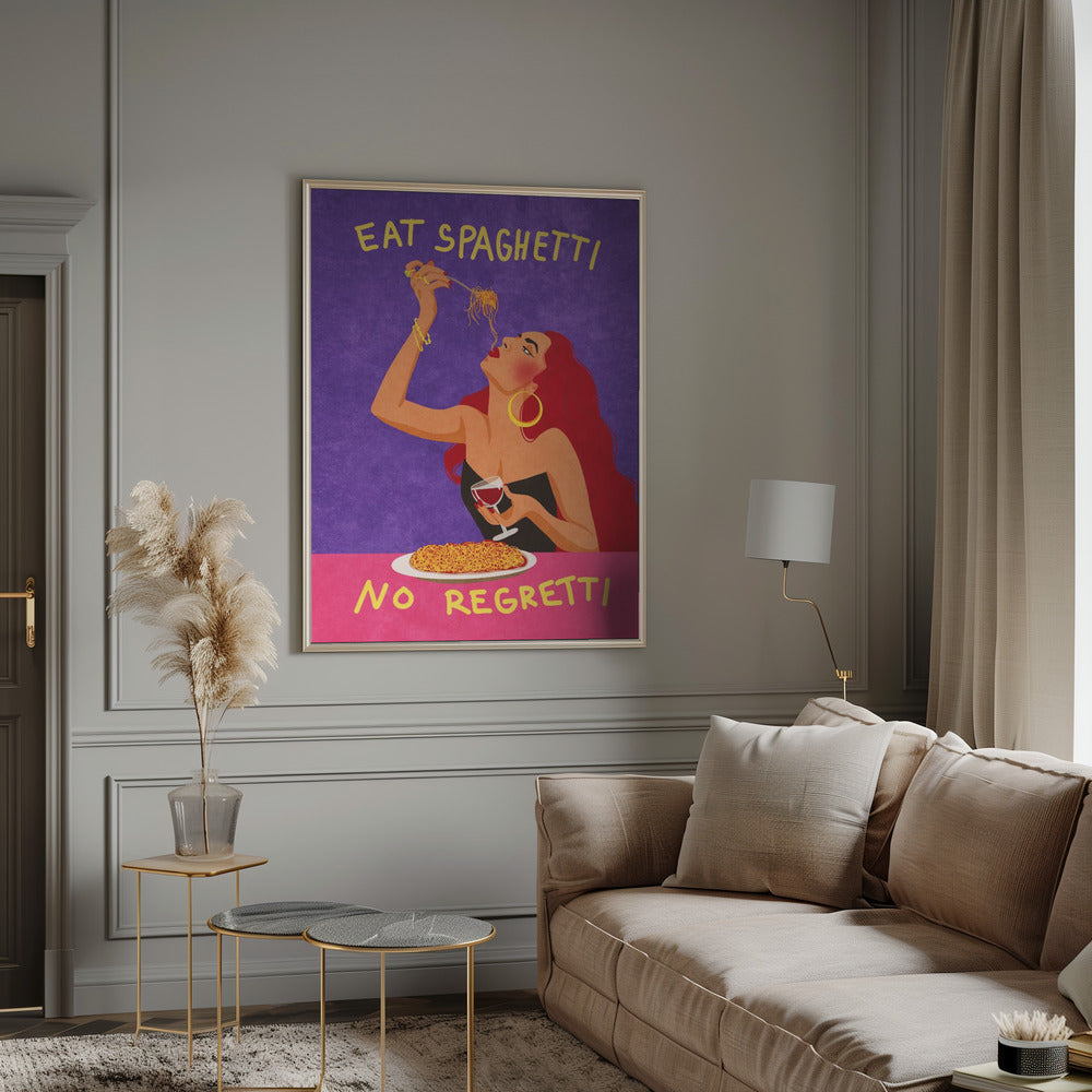 Wandbild Spaghetti essen – kein Bedauern
