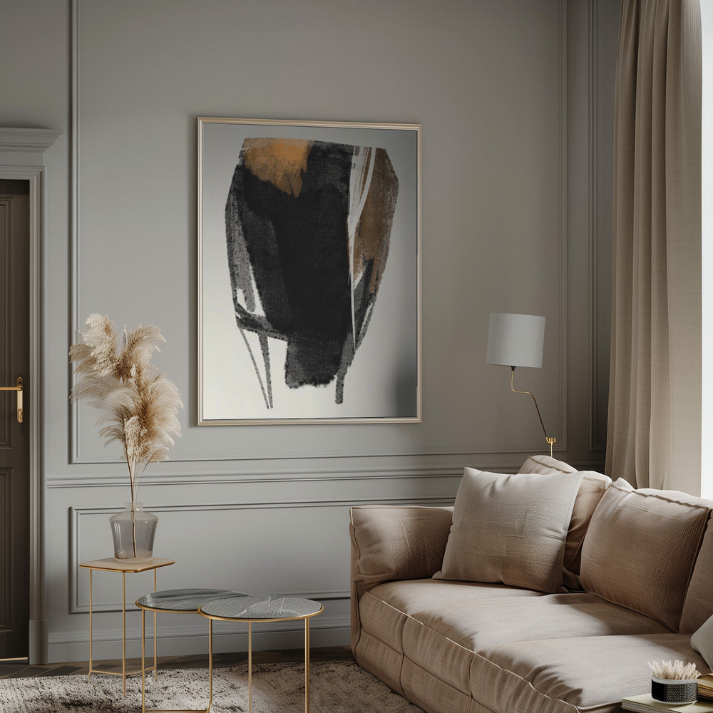 Wandbild Schwarze Figur auf neutralem Hintergrund 2