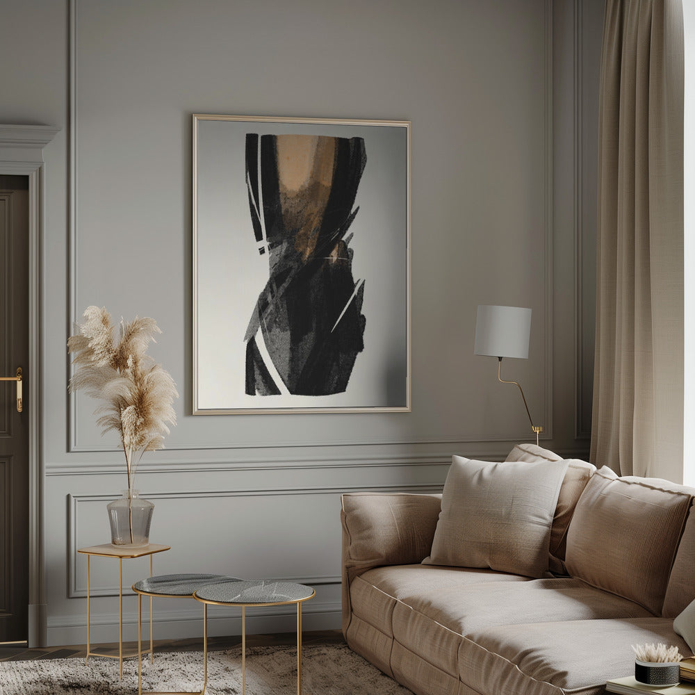 Wandbild Schwarze Figur auf neutralem Hintergrund 3