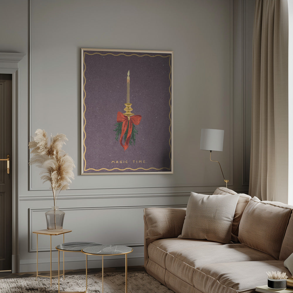Wandbild Kerze mit Schleife und Tannenzweigen Leinwandbild