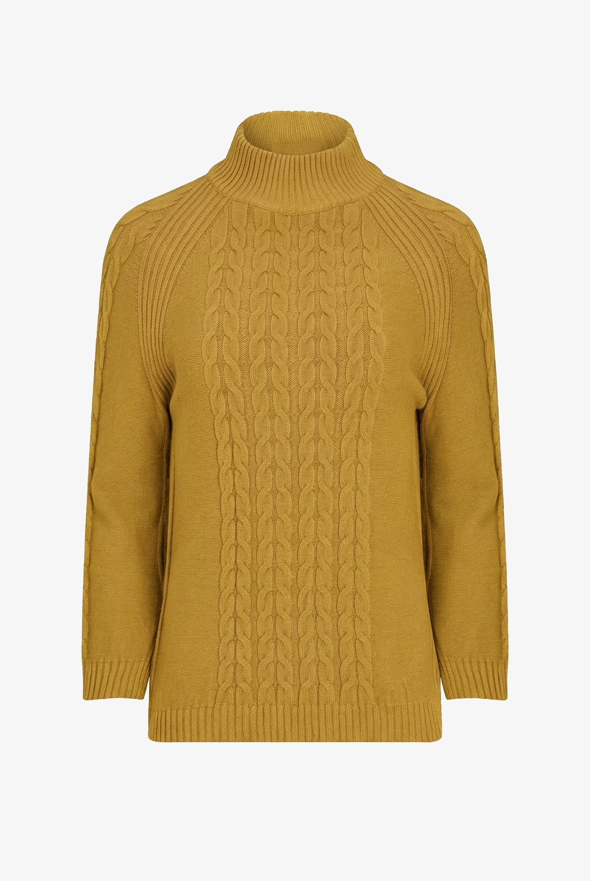 Women's Cable-Knit Mock-Neck Sweater with Long Raglan Sleeves