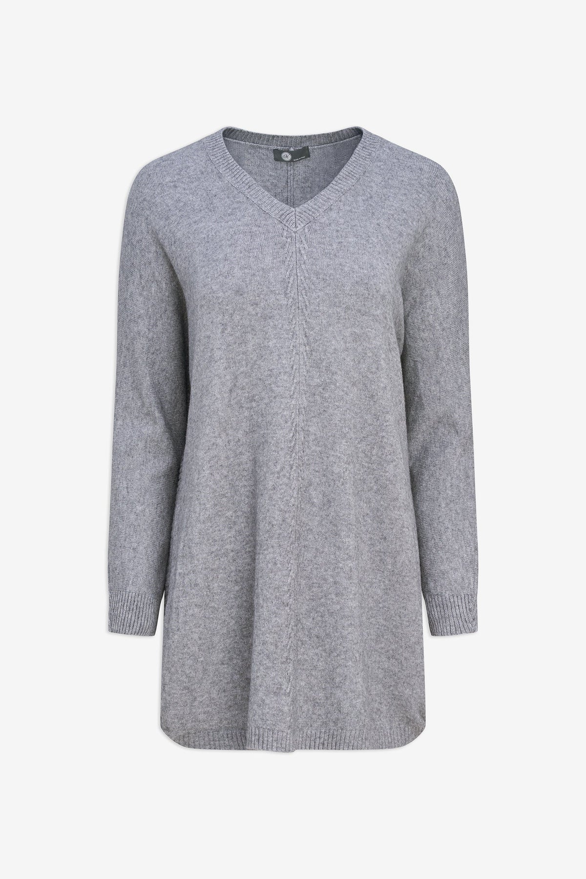 Women's Knit V-Neck Tunic Sweater with Long Sleeves