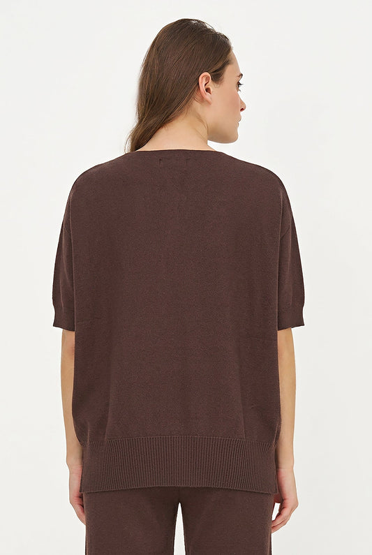 Women's Oversized Crew-Neck Sweater with Elbow-Length Batwing Sleeves