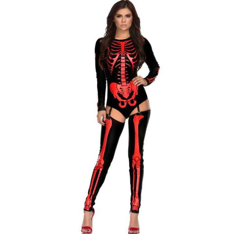 Halloween Skull Zombie Costume – Scary Skeleton Cosplay Outfit for Adults