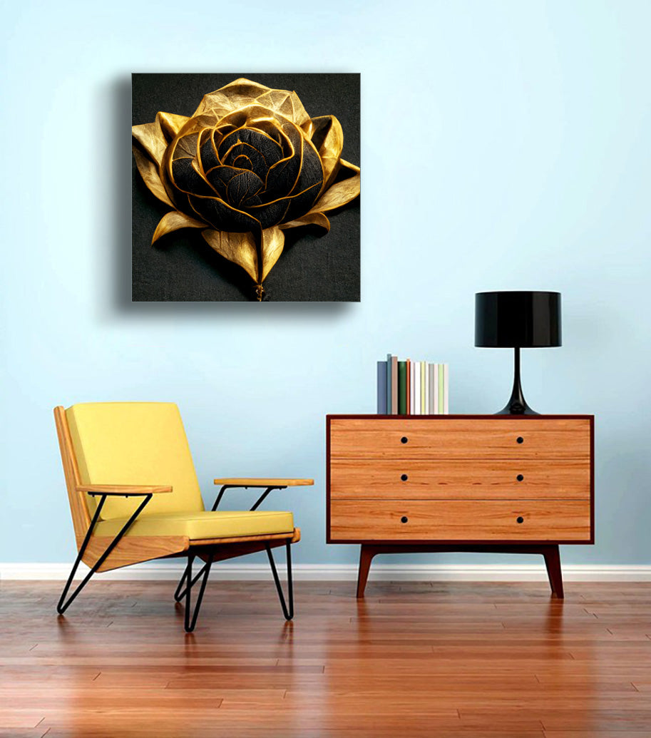 Leinwandbild - Offene goldene Blüte - Wandkunst