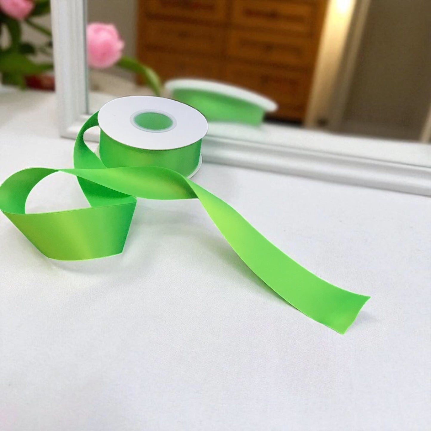 Satin Ribbon Double Face Light Green #549 -3.8 cm Wide