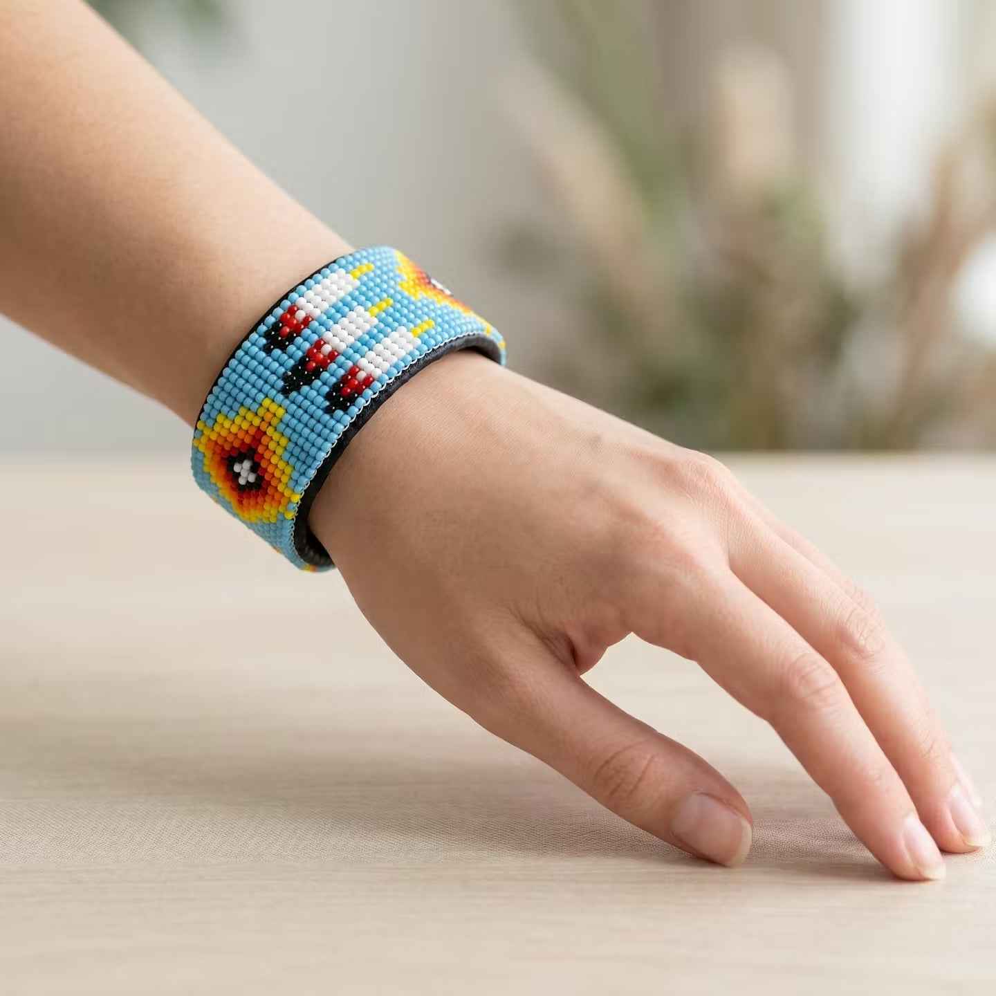Beaded Cuff Bracelet(Blue)