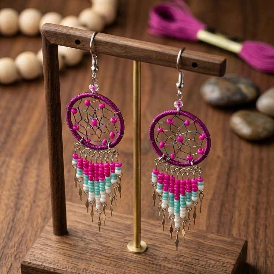 Magenta /celeste Dreamcatcher Dangles