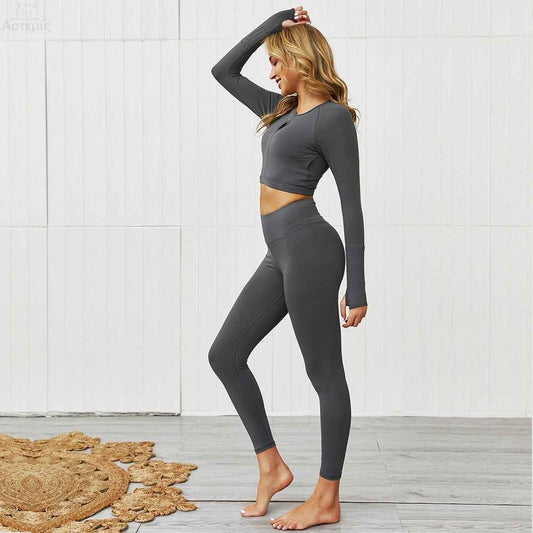 Women's Tight Long Sleeve Sports Suit – Quick-Dry Fitness Set