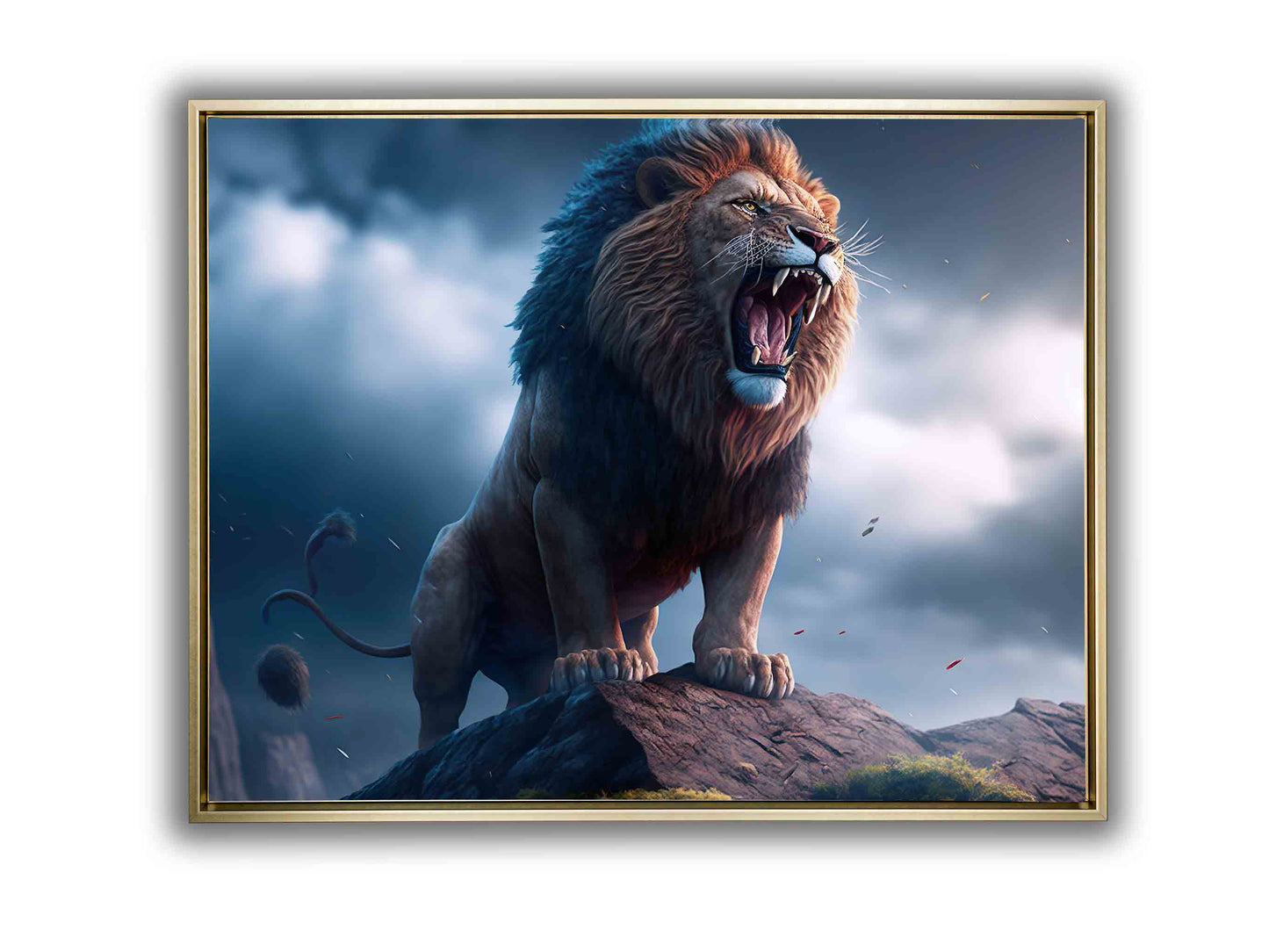 Wildlife Leinwandbild-Der Löwe und der Sturm-Goldlack-Naturdrucke. #4836-148