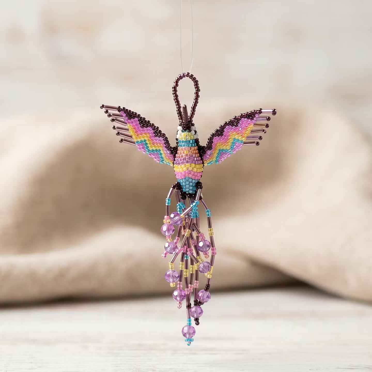 Pink Beaded Humming Bird