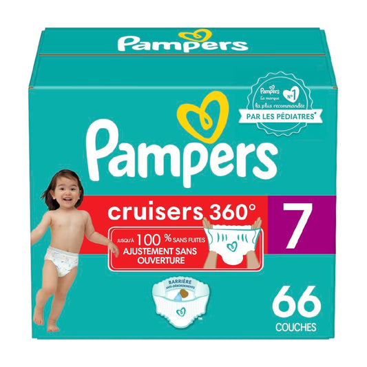 Pampers Diapers - Cruisers 360 degrees - Size 7, 66 Count, up to 100% Leakproof Fit, Designed for Active Babies, Pull On Diaper, EZ Off Tabs Designed for Easy Changes 🍁 All In One Marketplace Canada