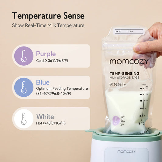 Momcozy Breastmilk Storage Bags, Temp-Sensing Discoloration Milk Storing Bags for Breastfeeding, Disposable Milk Storage Bag with 6 Ounce Self Standing, No-Leak Milk Freezer Storage Pouches, 120PCS 🍁 All In One Marketplace Canada