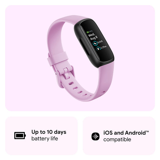 Google Fitbit Inspire 3 Health and Fitness Tracker with Stress Management, Workout Intensity, Sleep Tracking, 24/7 Heart Rate and More, Lilac Bliss/black, One Size (S and L Bands Included) 🍁 All In One Marketplace Canada
