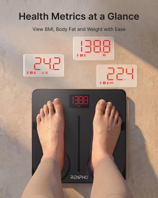 RENPHO Body Fat Scale, Smart Scale for Body Weight, BMI Digital Bathroom Weight Scale, Body Measurements with Smartphone App sync with Bluetooth, 400 lbs - Black, Elis 1 🍁 All In One Marketplace Canada