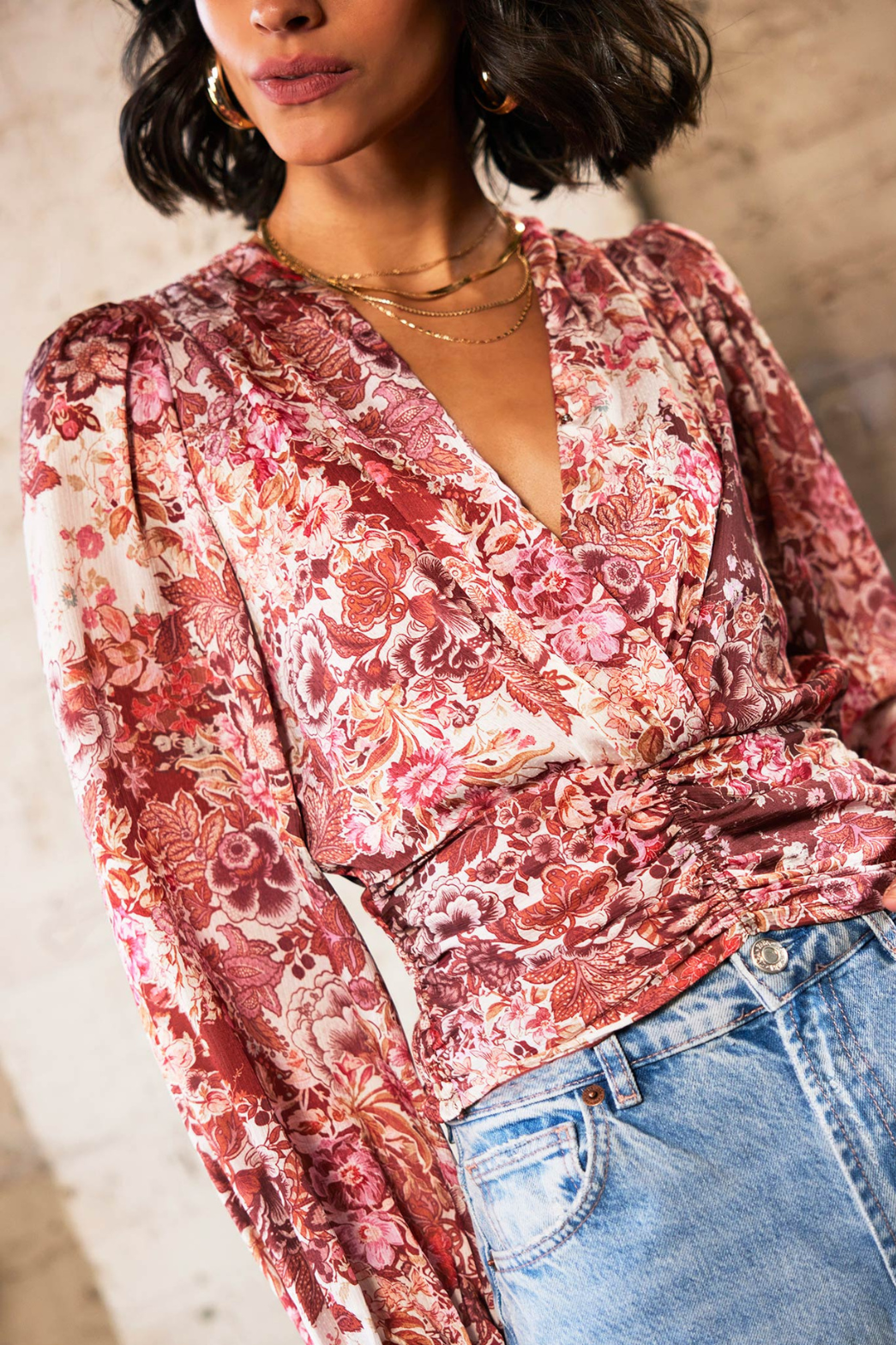 Wilson Floral Wrap Blouse – Date Night Top