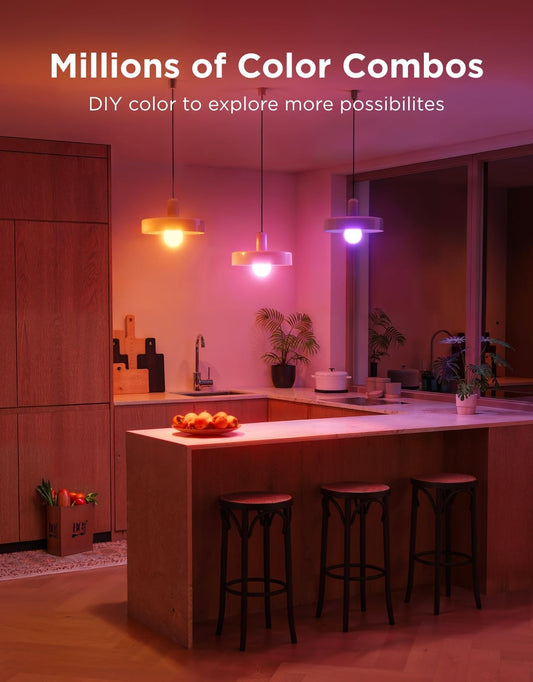 Govee Smart Light Bulbs, Color Changing Light Bulb, Work with Matter, Alexa and Google Assistant, 16 Million Colors RGBWW, WiFi & Bluetooth LED Light Bulbs, Music Sync, A19, 800 Lumens, 4 Pack 🍁 All In One Marketplace Canada