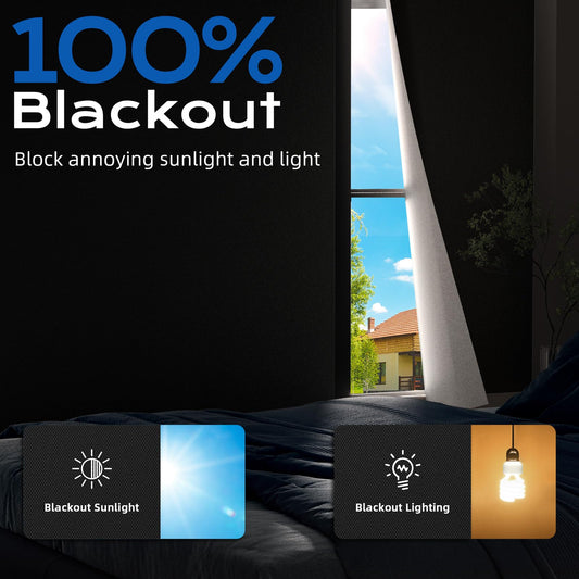 Blackout Curtains for Bedroom, 70" x 58" Portable Blackout Blinds with 20 Sets Hook & Loop Strips for 100% Black-out Window Film, Temporary Black Out Shades for Windows Cover Nursery Travel RV- Blacks 🍁 All In One Marketplace Canada