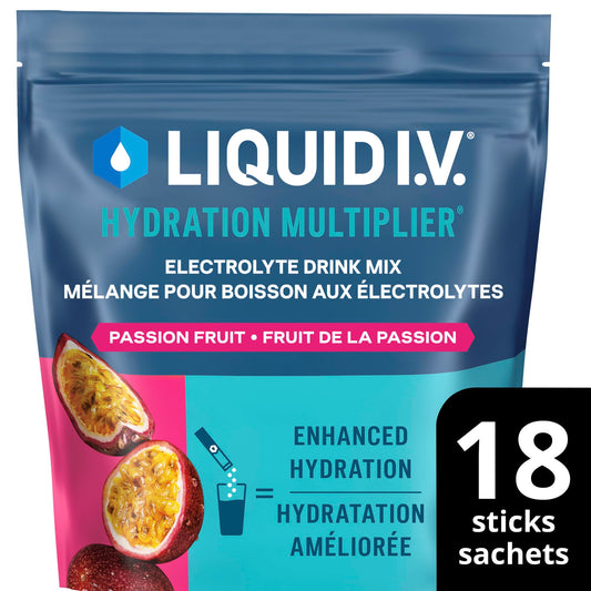 Liquid I.V. Hydration Multiplier Electrolyte Drink Mix - Enhanced Hydration Electrolyte Powder with Vitamins B3, B5, B6, B12 and C -18x On-the-go Sticks for Workout and Travel - Passion Fruit 🍁 All In One Marketplace Canada
