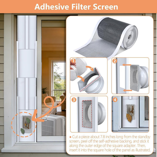 Gulrear 95"Sliding Door AC Vent Kit with Φ 5.1"Extendable Hose Filter Screen & Weather Stripping Universal 5.0/5.9 Inch Coupler for Sliding Glass/Window Portable AC Energy Saving Airtight Seal System 🍁 All In One Marketplace Canada
