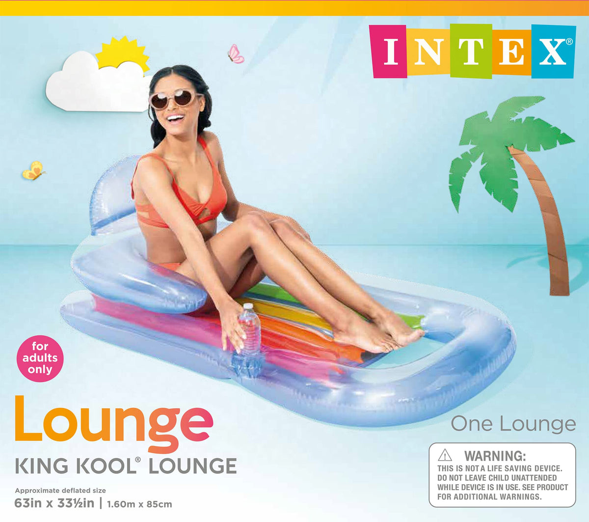 Intex King Kool Inflatable Lounge, 63" X 33.5", (Colors May Vary), 1 Pack 🍁 All In One Marketplace Canada