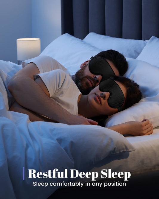 WAOAW Sleep Mask Travel Essentials - 3D Blackout Eye Mask for Sleeping - Soft Breathable Adjustable Light Blocking Eye Covers for Men and Women - Comfortable Night Mask for Travel Flight (Black) 🍁 All In One Marketplace Canada