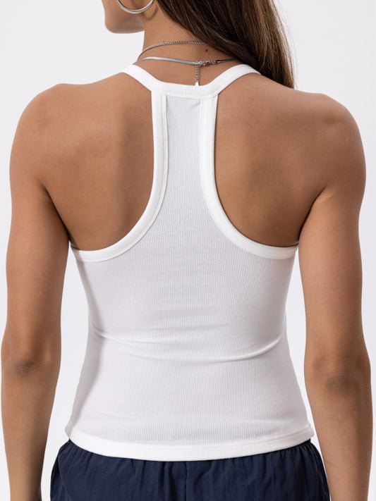 Danysu V Neck Cotton Tank Tops with Built-in Shelf Bra Sleeveless Racerback Fitted Basic Cami Shirts Bright White S 🍁 All In One Marketplace Canada