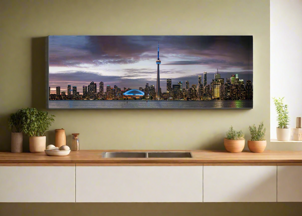 Wandbild Sonnenuntergang von Toronto, CN Tower, Rogers Centre
