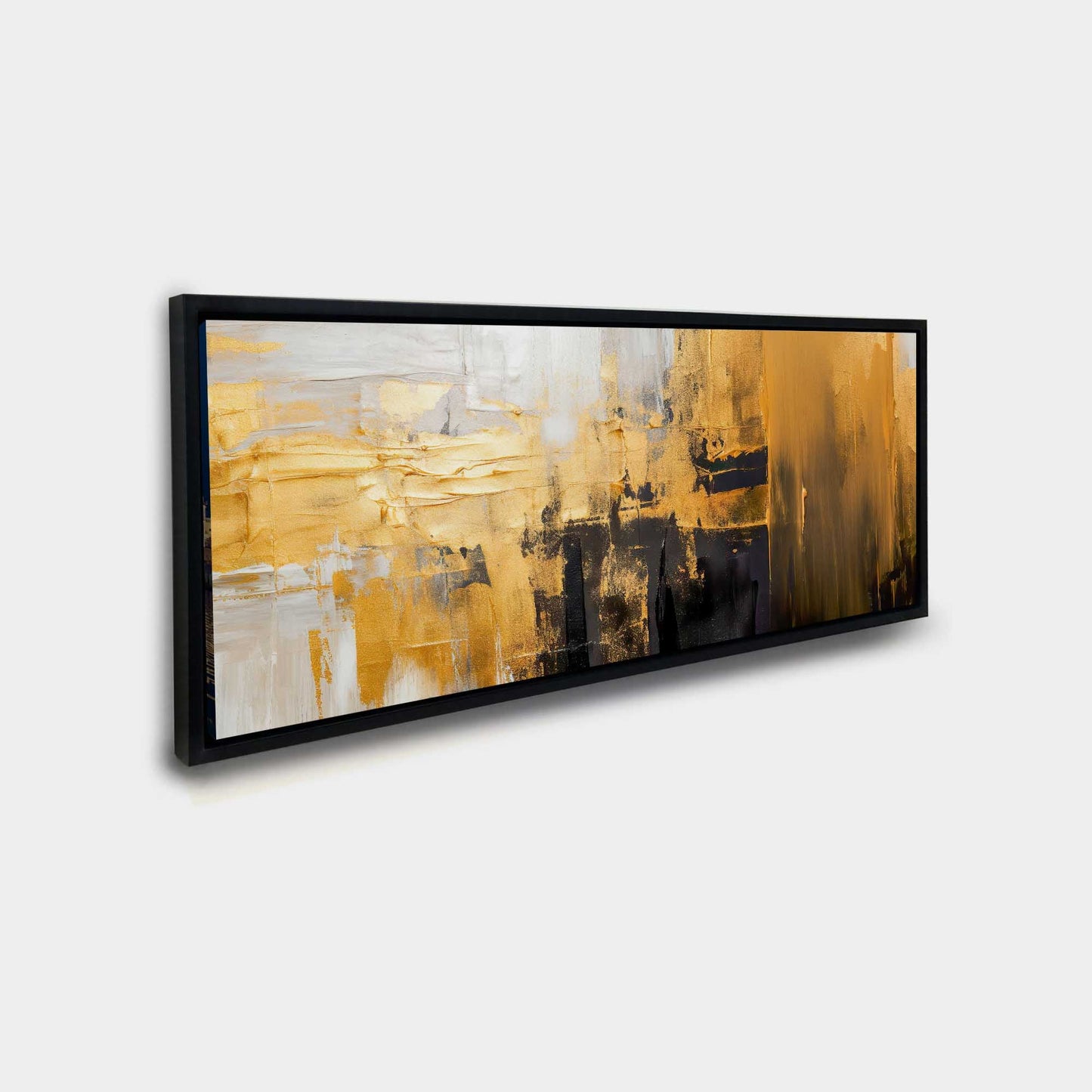 Wandkunst Abstrakt mit Gold und Weiß 183 cm x 61 cm
