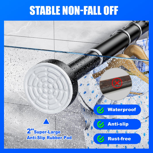 Ausemku Shower Curtain Rod Tension - 32-80 Inch Never Rust Non-Slip Spring Tension Curtain Rod No Drilling Stainless Steel Curtain Rod Use Bathroom Kitchen(Black) 🍁 All In One Marketplace Canada