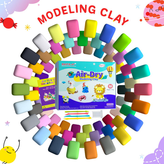 Aestd-ST Air Dry Clay 66 Colors, Modeling Clay for Kids, DIY Magic Clay, Molding Clay Kit with Sculpting Tools, Non-Sticky Soft and Super Light, Arts and Crafts Gift for Boys Girls Kids 🍁 All In One Marketplace Canada