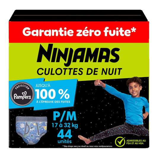 Ninjamas Boys Bedwetting Underwear, Overnight Protection, Ultra Absorbent, Hypoallergenic, Size S/M (17-32 kg), 44 Count, 🍁 All In One Marketplace Canada