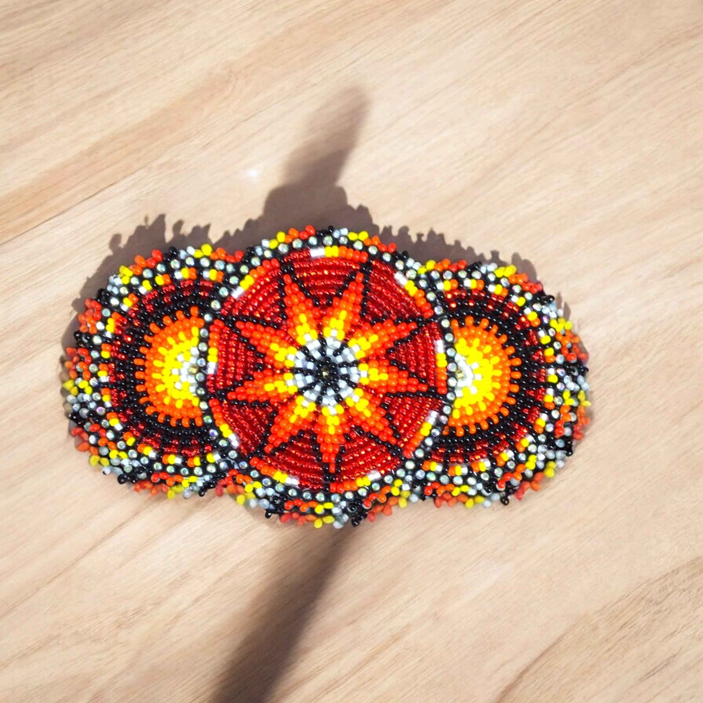 Red Native American Beaded Barrettes