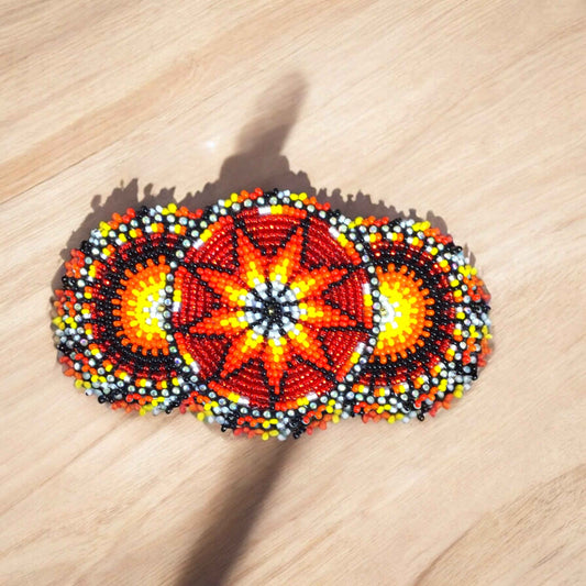 Red Native American Beaded Barrettes